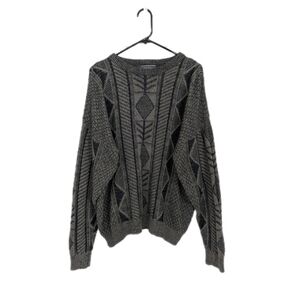 Vintage 90s Oversized Knit Grandpa Sweater Abstract Design